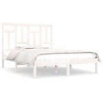 vidaXL Cadru de pat fără saltea, alb, 140x190 cm, lemn masiv de pin