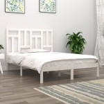 vidaXL Cadru de pat fără saltea, alb, 140x190 cm, lemn masiv de pin