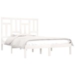 vidaXL Cadru de pat fără saltea, alb, 140x190 cm, lemn masiv de pin
