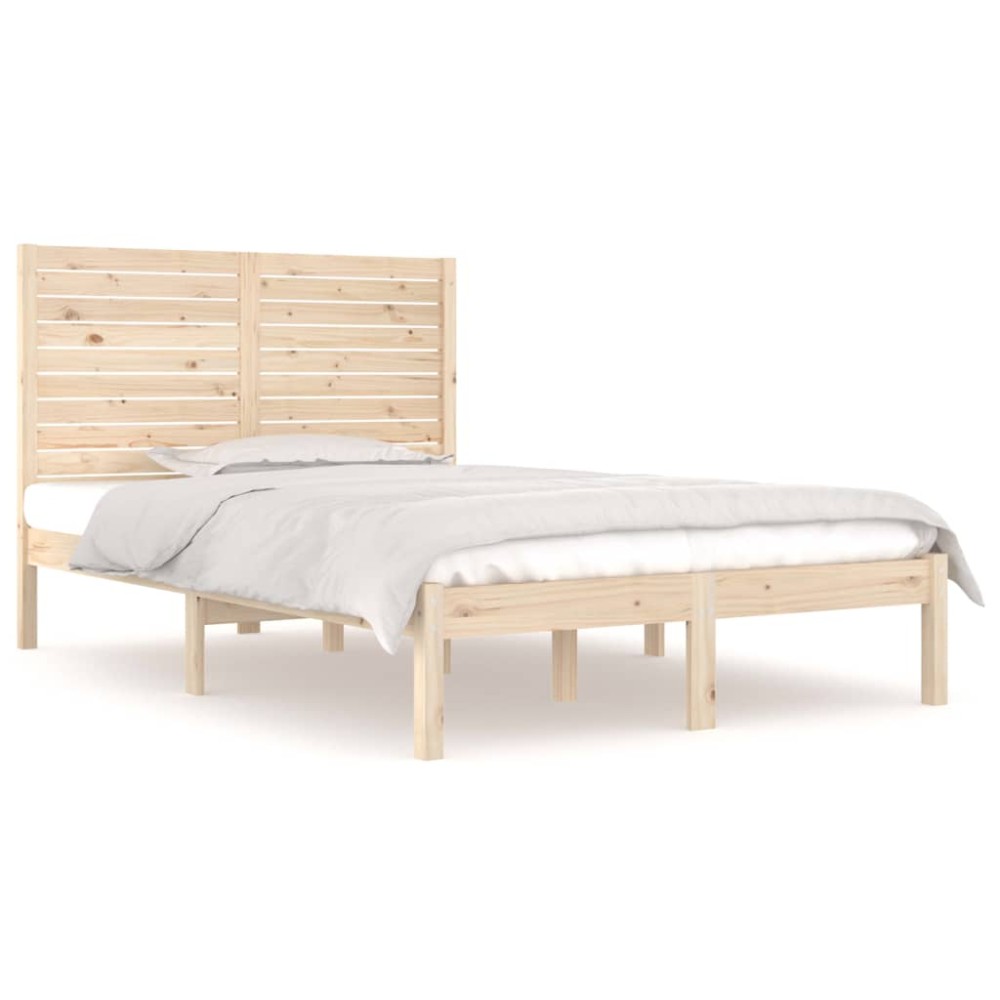 vidaXL Cadru de pat dublu, 135x190 cm, lemn masiv