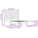 vidaXL Cadru de pat dublu, 135x190 cm, lemn masiv