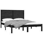 vidaXL Cadru de pat King Size, negru, 150x200 cm, lemn masiv vidaXL Cadru de pat King Size, negru, 150x200 cm, lemn masiv
