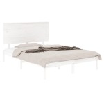 vidaXL Cadru de pat fără saltea, alb, 140x190 cm, lemn masiv de pin