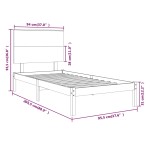 vidaXL Cadru de pat fără saltea, alb, 90x200 cm, lemn masiv pin