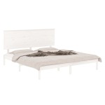 vidaXL Cadru de pat King Size, alb, 150x200 cm, lemn masiv vidaXL Cadru de pat King Size, alb, 150x200 cm, lemn masiv