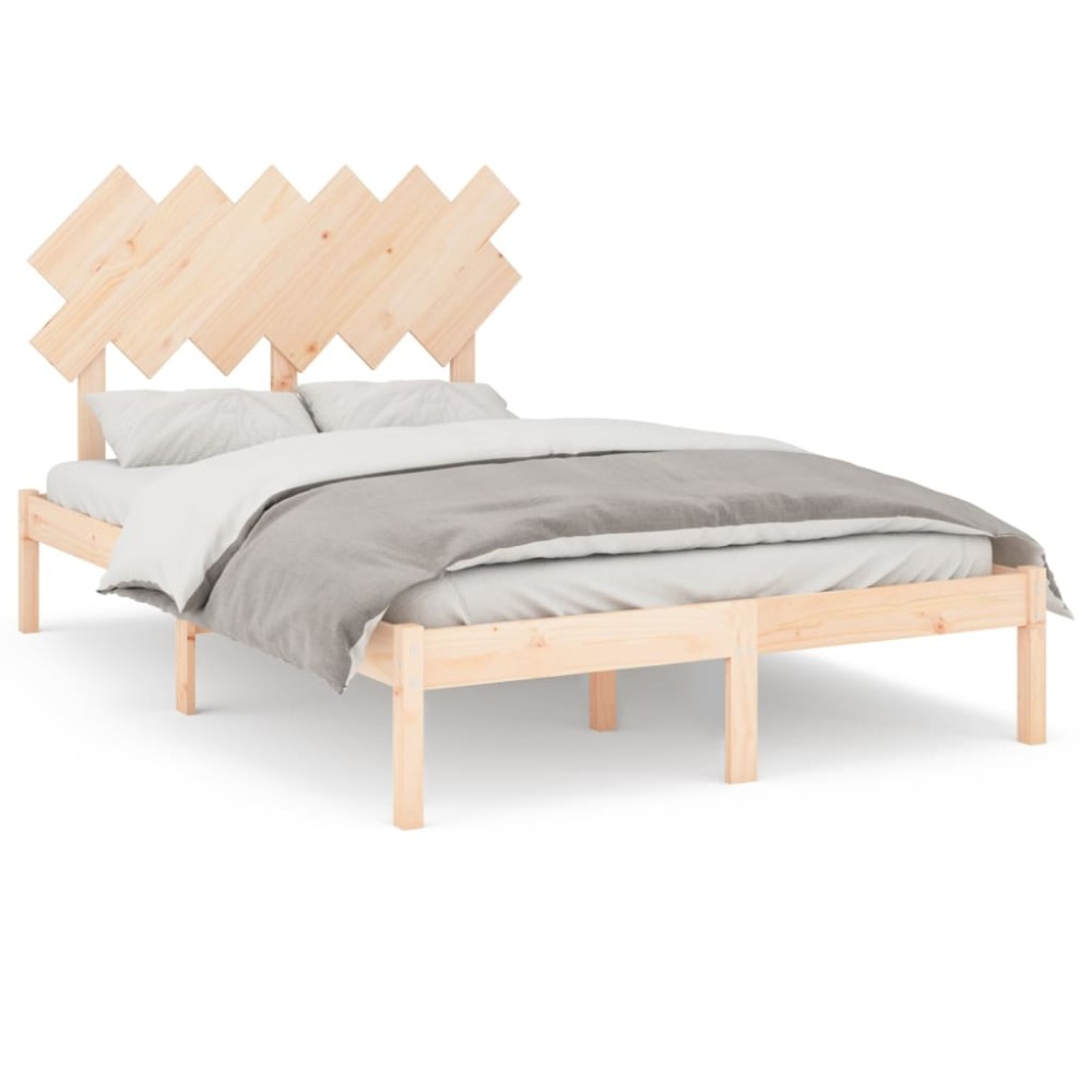 vidaXL Cadru de pat dublu, 135x190 cm, lemn masiv