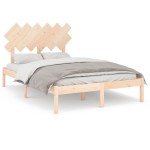 vidaXL Cadru de pat dublu, 135x190 cm, lemn masiv