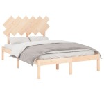 vidaXL Cadru de pat dublu, 135x190 cm, lemn masiv