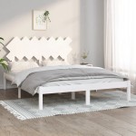 vidaXL Cadru de pat King Size, alb, 150x200 cm, lemn masiv vidaXL Cadru de pat King Size, alb, 150x200 cm, lemn masiv