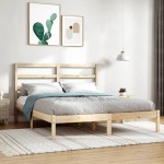 vidaXL Cadru de pat dublu, 135x190 cm, lemn masiv