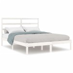 vidaXL Cadru de pat fără saltea, alb, 140x190 cm, lemn masiv de pin vidaXL Cadru de pat fără saltea, alb, 140x190 cm, lemn masiv de pin