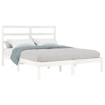 vidaXL Cadru de pat fără saltea, alb, 140x190 cm, lemn masiv de pin vidaXL Cadru de pat fără saltea, alb, 140x190 cm, lemn masiv de pin
