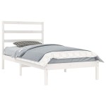 vidaXL Cadru de pat fără saltea, alb, 90x200 cm, lemn masiv pin