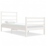 vidaXL Cadru de pat fără saltea, alb, 75x190 cm, lemn masiv de pin