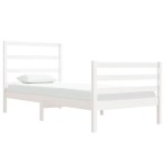 vidaXL Cadru de pat fără saltea, alb, 75x190 cm, lemn masiv de pin