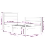 vidaXL Cadru de pat fără saltea, alb, 75x190 cm, lemn masiv de pin