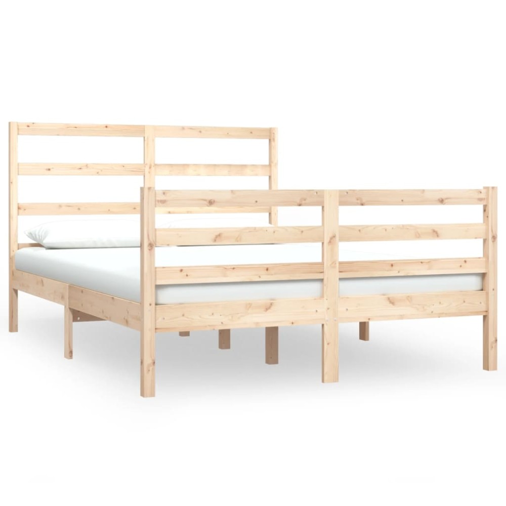 vidaXL Cadru de pat dublu, 135x190 cm, lemn masiv de pin