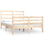 vidaXL Cadru de pat dublu, 135x190 cm, lemn masiv de pin