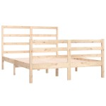 vidaXL Cadru de pat dublu, 135x190 cm, lemn masiv de pin