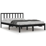 vidaXL Cadru de pat King Size, negru, 150x200 cm, lemn masiv de pin vidaXL Cadru de pat King Size, negru, 150x200 cm, lemn masiv de pin