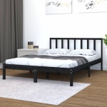 vidaXL Cadru de pat King Size, negru, 150x200 cm, lemn masiv de pin vidaXL Cadru de pat King Size, negru, 150x200 cm, lemn masiv de pin