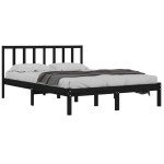 vidaXL Cadru de pat King Size, negru, 150x200 cm, lemn masiv de pin vidaXL Cadru de pat King Size, negru, 150x200 cm, lemn masiv de pin
