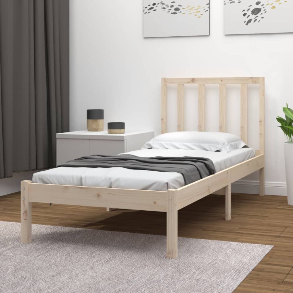 vidaXL Cadru de pat fără saltea, 75x190 cm, lemn masiv de pin