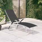 vidaXL Șezlong de plajă, negru, aluminiu & textilenă vidaXL Șezlong de plajă, negru, aluminiu & textilenă