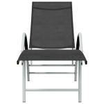 vidaXL Șezlong de plajă, negru, aluminiu & textilenă vidaXL Șezlong de plajă, negru, aluminiu & textilenă