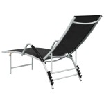 vidaXL Șezlong de plajă, negru, aluminiu & textilenă vidaXL Șezlong de plajă, negru, aluminiu & textilenă