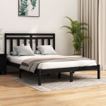 vidaXL Cadru de pat King Size, negru, 150x200 cm, lemn masiv vidaXL Cadru de pat King Size, negru, 150x200 cm, lemn masiv