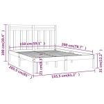 vidaXL Cadru de pat King Size, negru, 150x200 cm, lemn masiv vidaXL Cadru de pat King Size, negru, 150x200 cm, lemn masiv