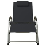 vidaXL Șezlong de plajă cu pernă, negru, textilenă vidaXL Șezlong de plajă cu pernă, negru, textilenă