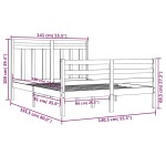 vidaXL Cadru de pat dublu, alb, 135x190 cm, lemn masiv