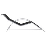 vidaXL Șezlonguri de plajă cu masă, 2 buc., negru, aluminiu