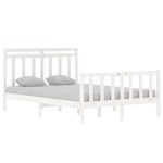 vidaXL Cadru de pat dublu, alb, 135x190 cm, lemn masiv