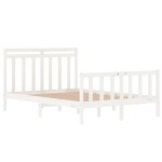 vidaXL Cadru de pat dublu, alb, 135x190 cm, lemn masiv