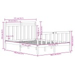 vidaXL Cadru de pat dublu, alb, 135x190 cm, lemn masiv