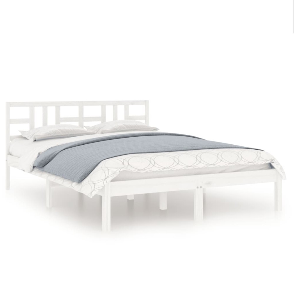vidaXL Cadru de pat King Size, alb, 150x200 cm, lemn masiv