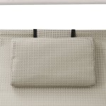 vidaXL Șezlong de plajă dublu cu baldachin, crem, textilenă vidaXL Șezlong de plajă dublu cu baldachin, crem, textilenă
