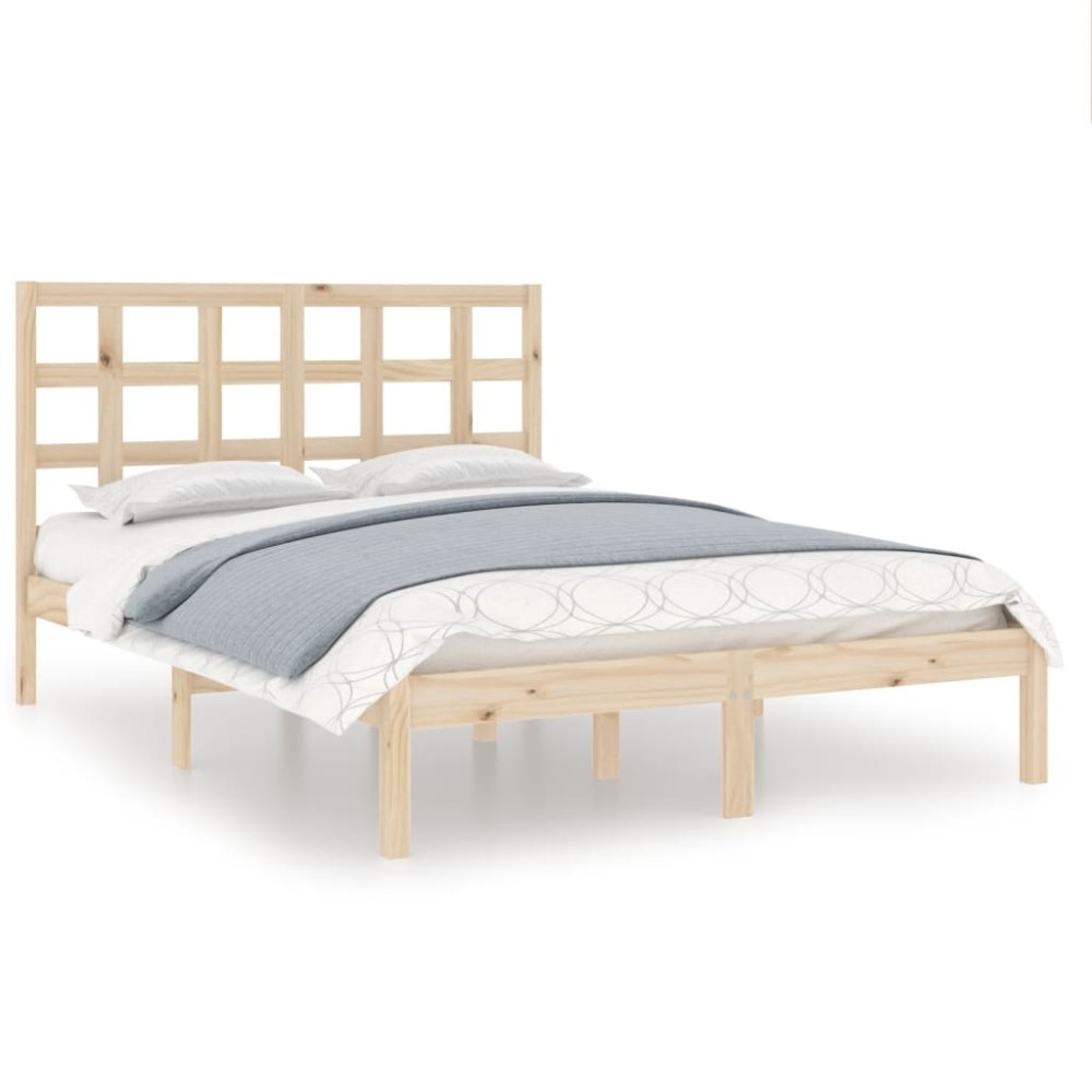 vidaXL Cadru de pat dublu, 135x190 cm, lemn masiv