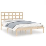 vidaXL Cadru de pat dublu, 135x190 cm, lemn masiv