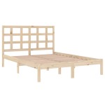 vidaXL Cadru de pat dublu, 135x190 cm, lemn masiv