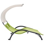 vidaXL Șezlong de plajă dublu cu baldachin, verde, textilenă vidaXL Șezlong de plajă dublu cu baldachin, verde, textilenă