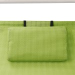 vidaXL Șezlong de plajă dublu cu baldachin, verde, textilenă vidaXL Șezlong de plajă dublu cu baldachin, verde, textilenă