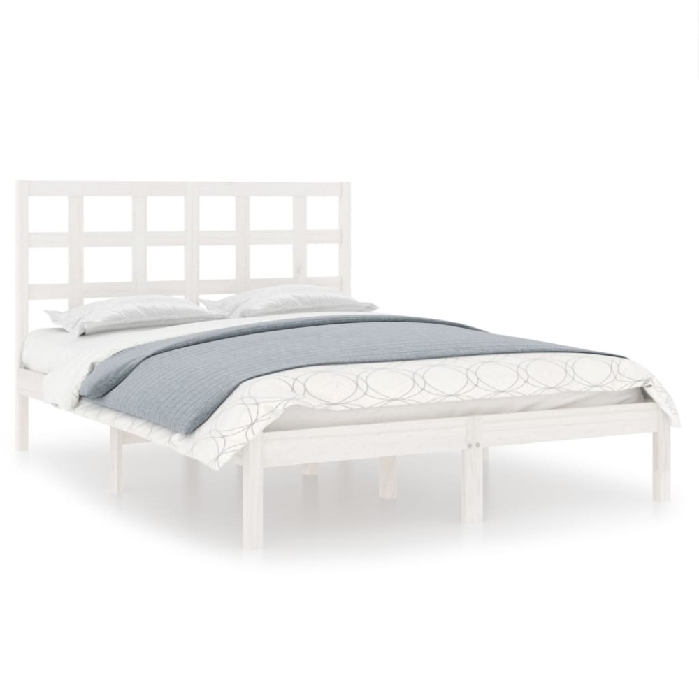 vidaXL Cadru de pat King Size, alb, 150x200 cm, lemn masiv