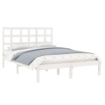 vidaXL Cadru de pat King Size, alb, 150x200 cm, lemn masiv vidaXL Cadru de pat King Size, alb, 150x200 cm, lemn masiv