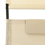 vidaXL Șezlong de plajă dublu cu baldachin, crem, textilenă vidaXL Șezlong de plajă dublu cu baldachin, crem, textilenă