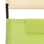 vidaXL Șezlong de plajă dublu cu baldachin, verde și crem, textilenă vidaXL Șezlong de plajă dublu cu baldachin, verde și crem, textilenă