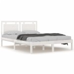 vidaXL Cadru de pat King Size, alb, 150x200 cm, lemn masiv vidaXL Cadru de pat King Size, alb, 150x200 cm, lemn masiv